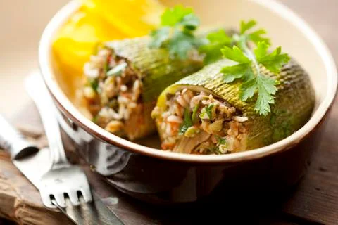 Stuffed zuchini Stock Photos