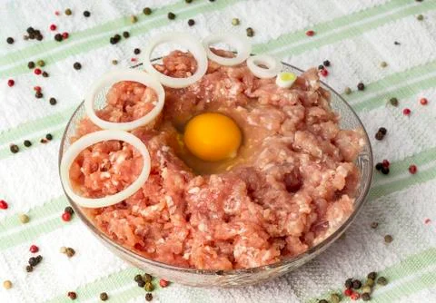 Stuffing in a plate with egg Stock Photos