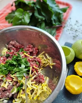 Stuffing zucchini Stock Photos