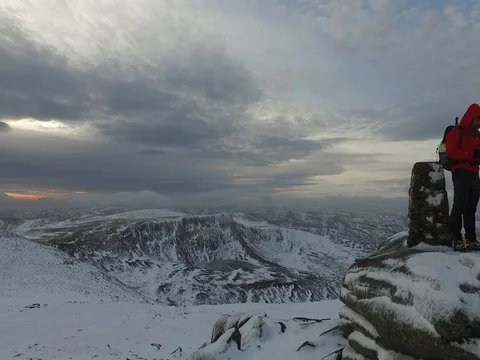 The Stuic Buttress from Lochnagar Summit Stock Footage 83098482