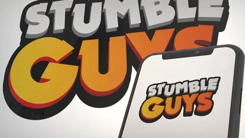 Stumble Guys app logo in mobile display ... | Stock Video | Pond5