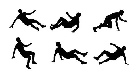 Stumbling and Falling Runner Silhouette Set Stock Illustration