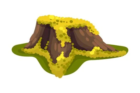 Stump or Tree Stub Covered with Slumpy Moss as Forest Element Vector Illustrazione stock