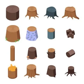 Stumps tree icons set, isometric style Stock-Illustration
