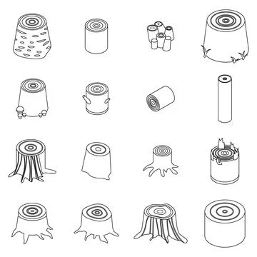 Stumps tree icons set vector outine Stock-Illustration
