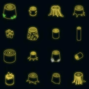 Stumps tree icons set vector neon Stock-Illustration
