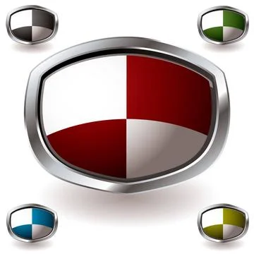 Stumpy modern shield Modern heraldry shield with square pattern and silver... Stock Photos