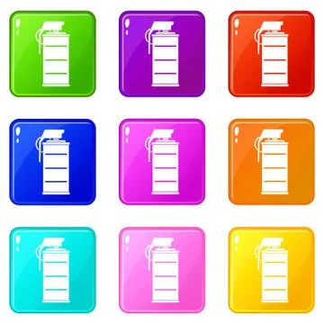 Stun grenade icons 9 set Stock Illustration