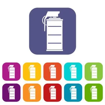 Stun grenade icons set flat Stock Illustration