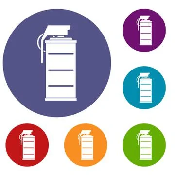 Stun grenade icons set Stock Illustration