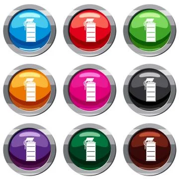 Stun grenade set 9 collection Stock Illustration