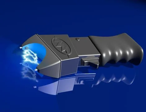 Stun gun on shiny surface Stock Illustration