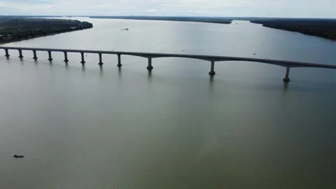 Stung Treng Bridge Stock Footage 243687786