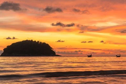 Stuning sunset behind Koh Pu island Stock Photos