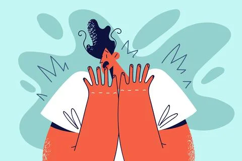 Stunned man feeling scared Stock Illustration