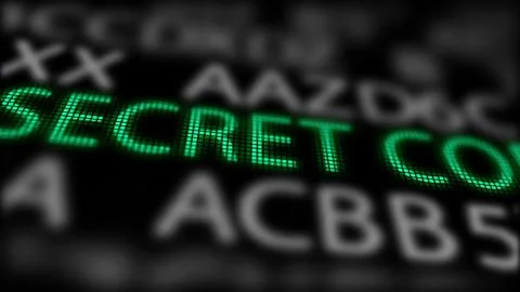 A stunning 3d illustration of a secret code on a computer screen of a green c Stock Illustration