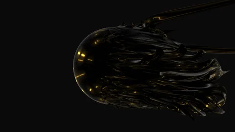Stunning 3d render of gold metallic artwork on black background 스톡 동영상 303536167