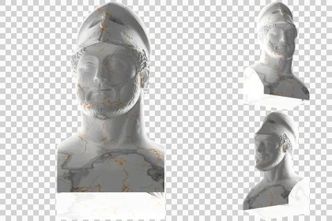 Stunning 3D render of a golden Warrior with Helmet statue, perfect for appare Stock Illustration