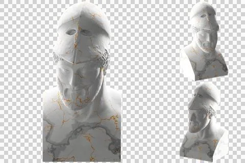 Stunning 3D render of a golden Warrior with Helmet statue, perfect for appare Stock Illustration