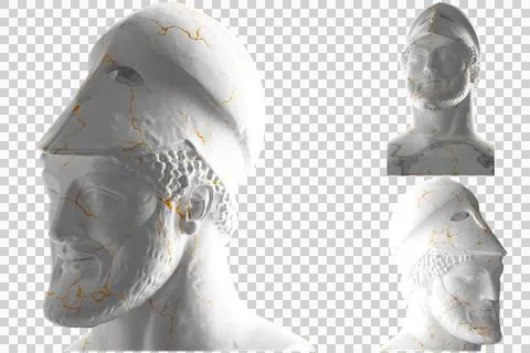 Stunning 3D render of a golden Warrior with Helmet statue, perfect for appare Illustrazione stock