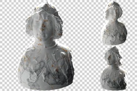 Stunning 3D render of a intricate chest harness in white marble and gold. Illustrazione stock