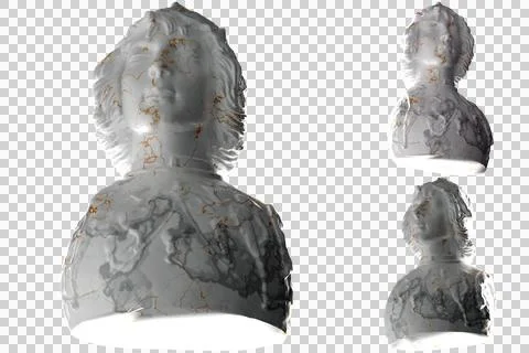 Stunning 3D render of a intricate chest harness in white marble and gold. Stock Illustration
