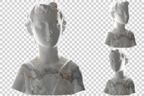 A stunning 3D render of a young John the Baptist statue, white marble stone s Stock Illustration