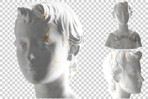 A stunning 3D render of a young John the Baptist statue, white marble stone s Stock Illustration