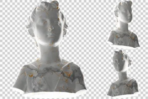 A stunning 3D render of a young John the Baptist statue, white marble stone s Stock Illustration
