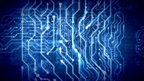 A stunning 3d rendering of a multidimensional circuit board with a grid of zi Stock Illustration
