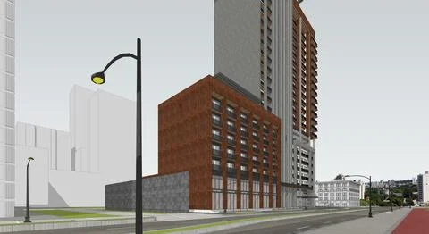 Stunning 3D Rendering of a Residential High Rise Building, Daytime Ilustración de archivo