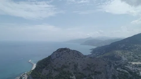 Stunning 4K Drone Footage of Cefalu Sicily and the Castle Ruins Stock Footage 305244953