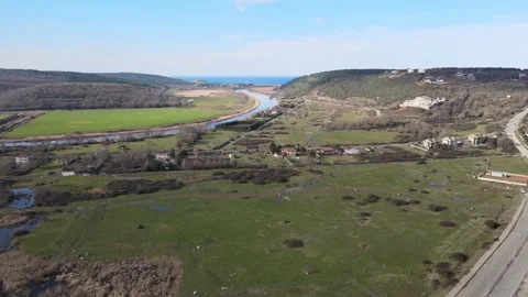 Stunning 4K Drone Panoramic River View Stock Video Video stock 301451189