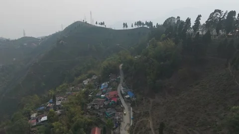 Stunning 4K drone view of a peaceful village near Mirik, Darjeeling. Stock Footage 341968081