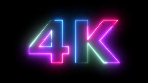 Stunning 4K Neon Light Animation with Bright Gradient Hues  Glowing Text on.. Stock Illustration