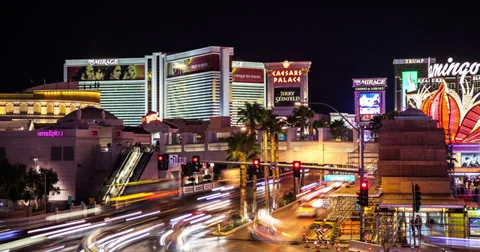 Stunning 4K time lapse of the Las Vegas strip at night Stock Footage 33871135