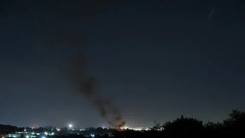 A stunning 4k Time lapse over a suburban area where something caught alight Stock Footage 265246252