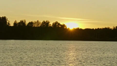 Stunning 4K timelapse of a vibrant sunset over a serene forest lake Vídeos de archivo 312293230