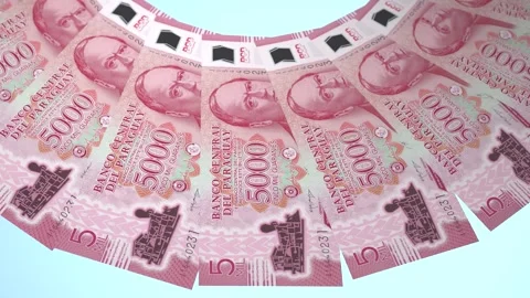 Stunning 5000 Looping Design Guarani Curency of Paraguay Stock Footage 308481063