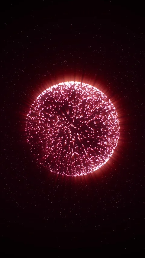Stunning abstract animation of a vibrant red sphere lighting up the dark Video stock 315510042