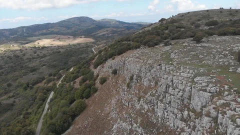 Stunning aerial drone flight over volcanic hills Stock Footage 112332016