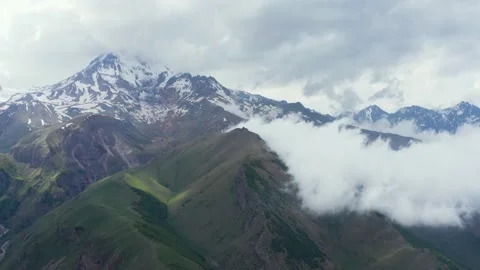 Stunning aerial panoramic view of continuous mountain range. Bright day, Stock Footage 162547955