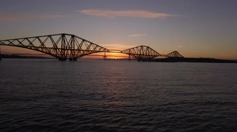 Stunning aerial shot of the Forth Rail Bridge from in South Queenferry Stock Footage 58479072