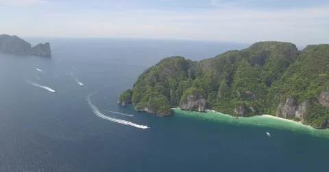 Stunning aerial shot of Phi Phi islands in Thailand Stock Footage 58931887