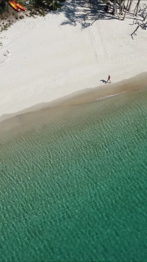Stunning Aerial vertical View of Great Keppel Island, Queensland Australia Stock Footage 276633744