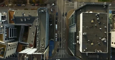 Stunning Aerial Vertical View Of Rooftops In City Stock Footage 92651126