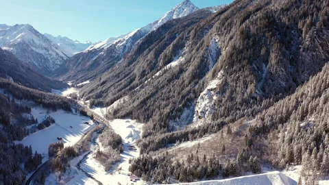 Stunning Aerial View of Alpine Ski Resort Neustift im Stubaital in Austria Stock Footage 296484358