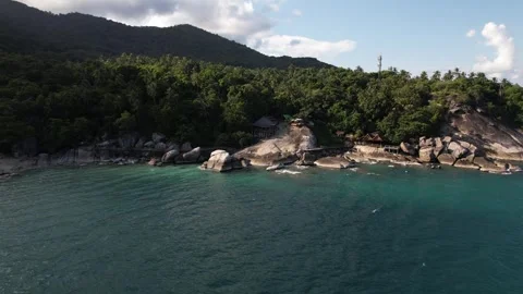 Stunning Aerial View of Bambu - a Tropical Coastal in Koh Phangan,Thailand. Stock Footage 309310962