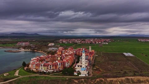 Stunning aerial view of coastal development in Bulgaria captured by drone Stock Footage 321493362