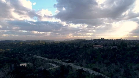 Stunning aerial view of Los Angeles skyline from Pasadena - 4k resolution Video stock 127014953